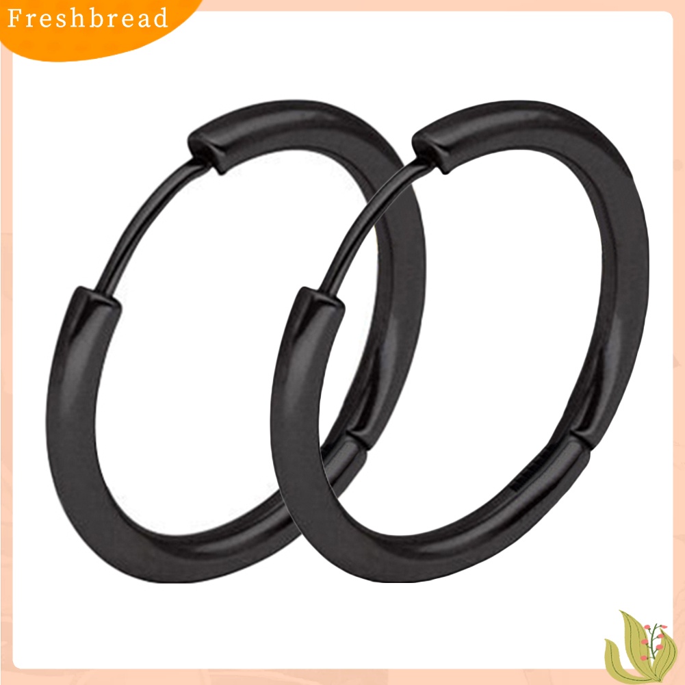 &lt; Freshbread &gt; 1pasang Stainless Steel Fashion Punk Unisex Ear Hoop Circle Earrings Perhiasan Hadiah