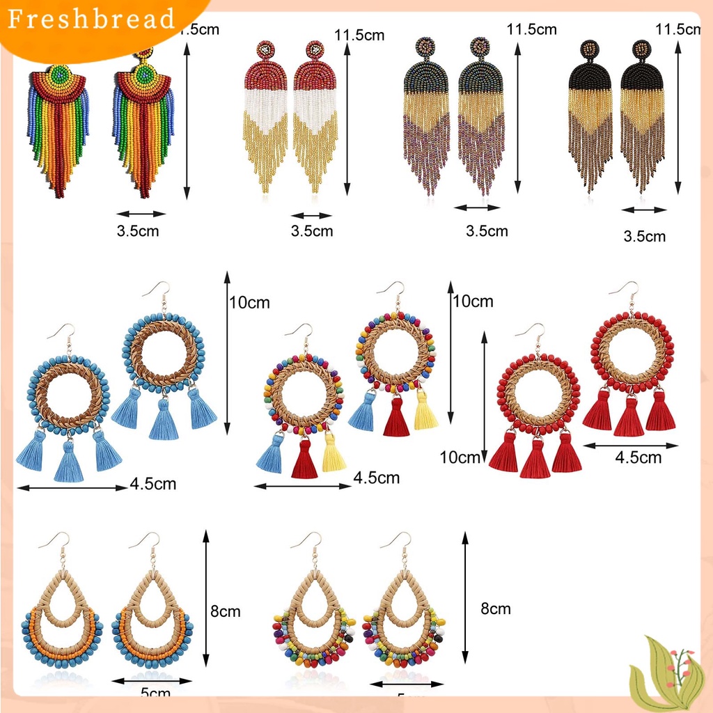 &lt; Freshbread &gt; 1pasang Manik-Manik Anting Rumbai Bentuk Air Terjun Anti-Alergi Mudah Menerapkan Manik-Manik Berwarna Drop Earrings Untuk Anak Perempuan