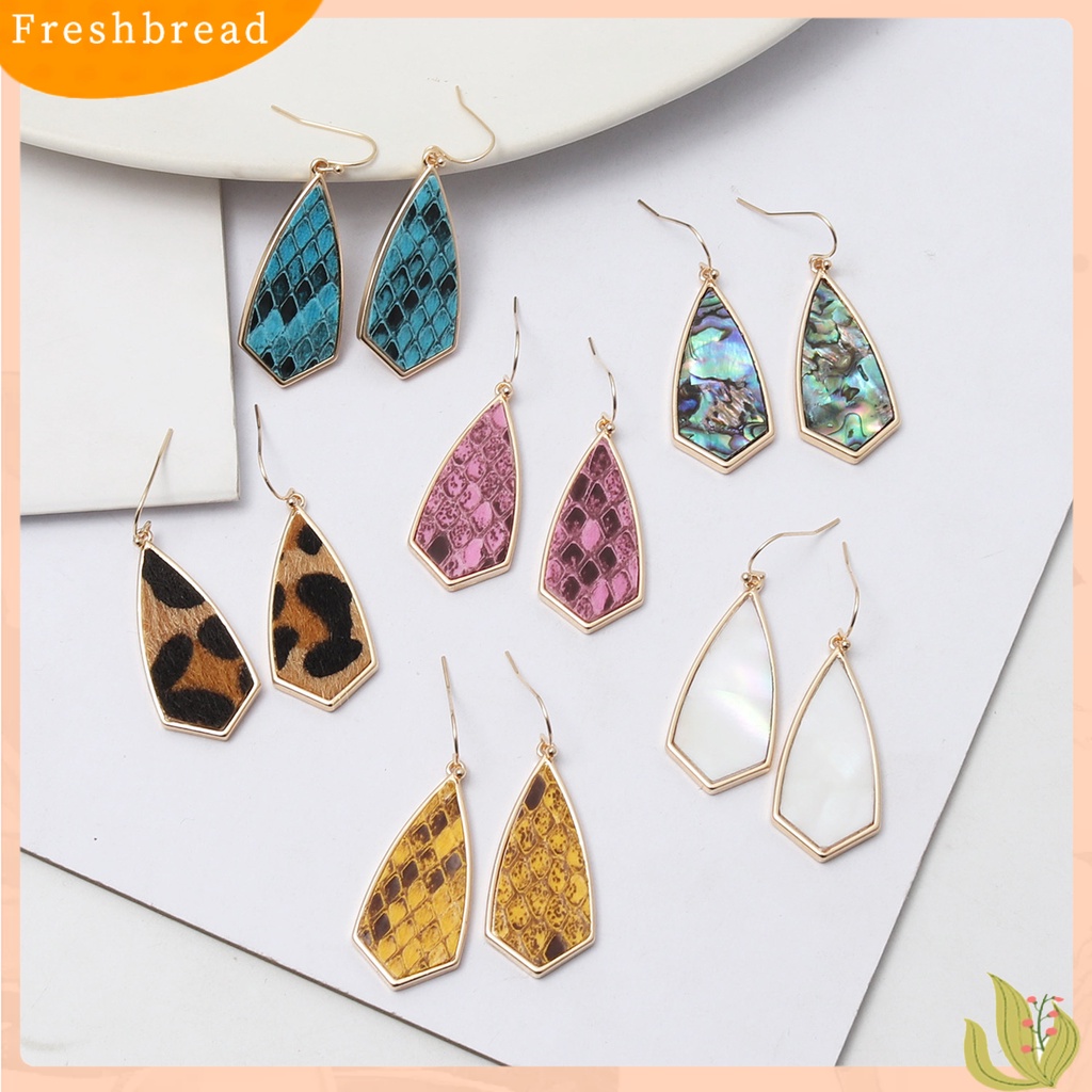 &lt; Freshbread &gt; 1pasang Drop Earrings Paduan Halus Sederhana Motif Leopard Geometris Wanita Anting Kait Untuk Pacaran