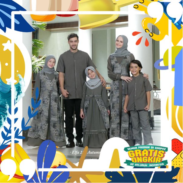 Sarimbit Family Premium Elfa 232 Autumn Grey by Ethica|Sarimbit Kekuarga Grey|Koko Set Celana|Gamis 