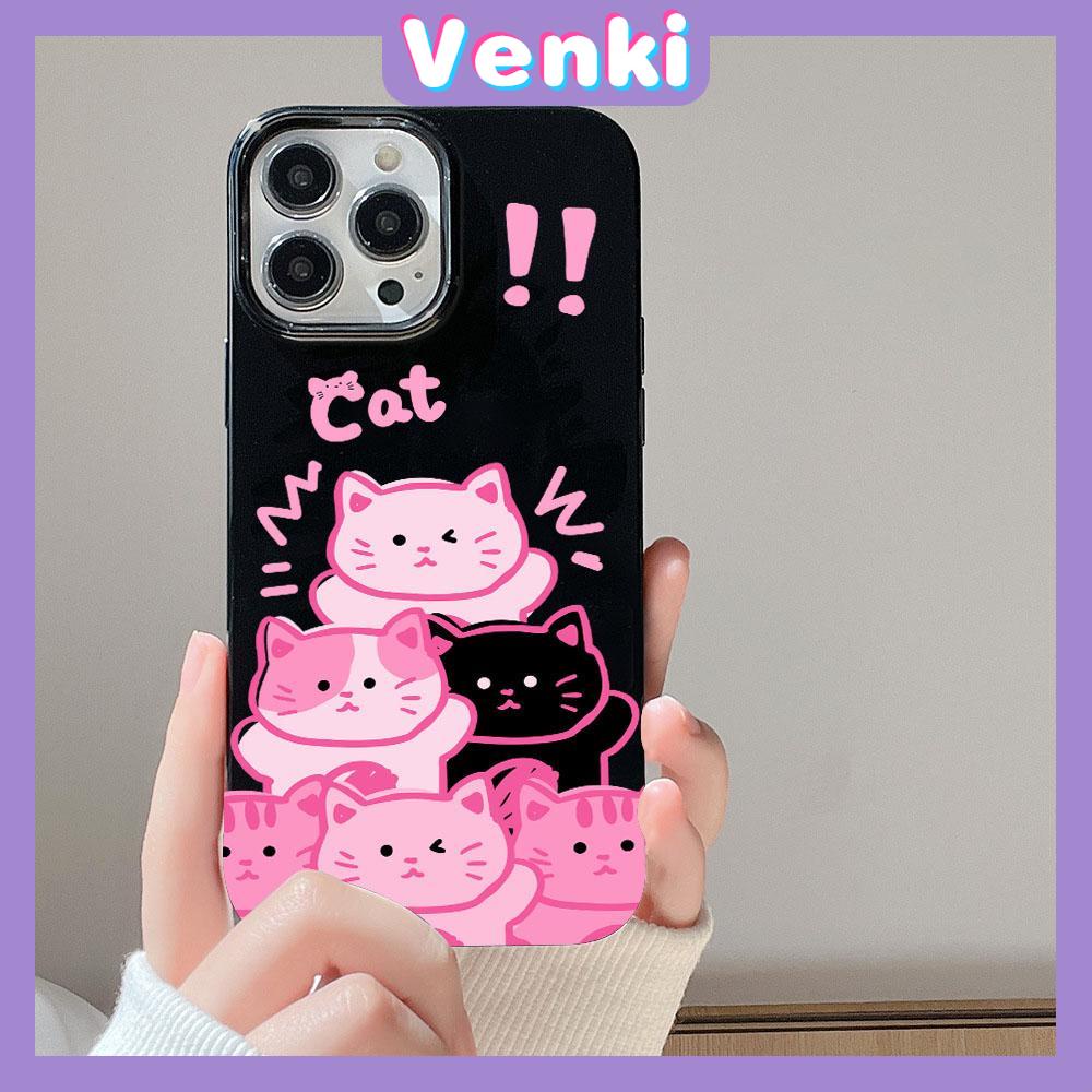 iPhone Case Soft TPU Glossy Black Candy Case Cute Cartoon Pink Cat Camera Protection Shockproof For iPhone 14 13 12 11 Pro Max 7 8 Plus X XR