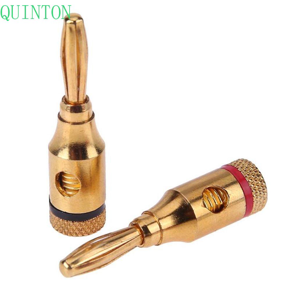 QUINTON 2pcs Banana Connector Amplifier Connectors Adapter 24k Gold-Plated Solder-Free 4mm Cable Wire Audio Speaker Plugs/Multicolor