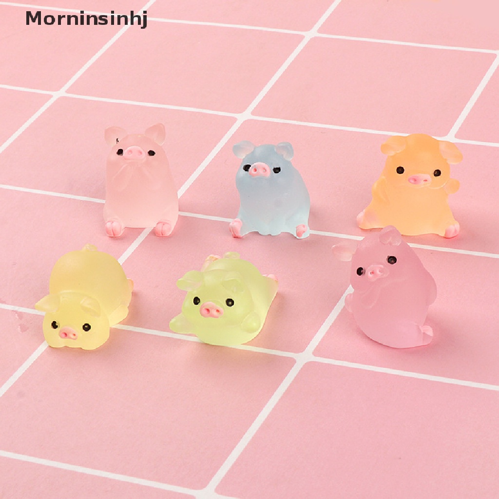 Mornin 6 Pcs Mini Resin Kartun Babi Miniatur Terrarium Patung DIY Dekorasi Rumah Aksesoris id