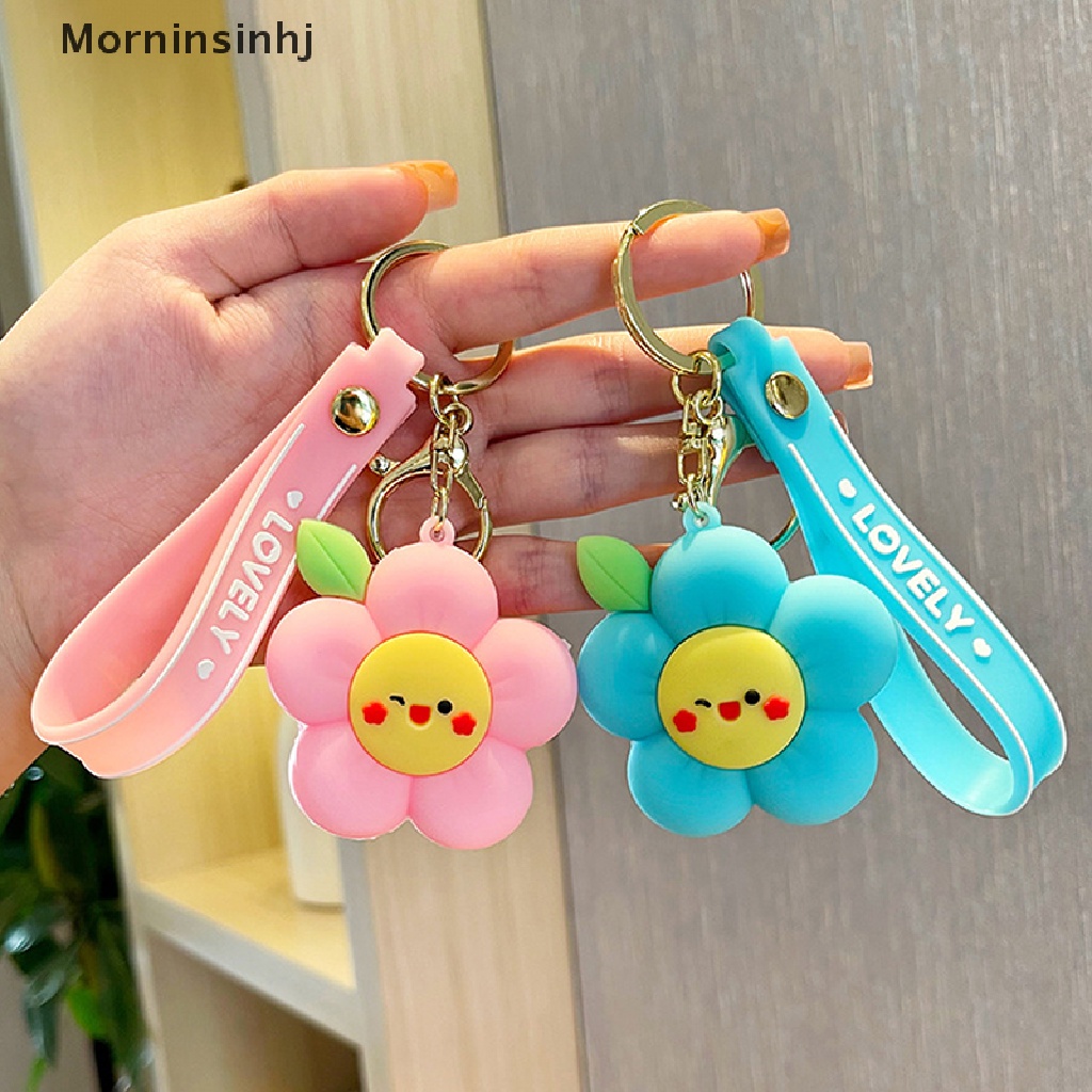 Mornin Kreatif Manis Tersenyum Bunga Gantungan Kunci Perhiasan Gadis Cowok Pasangan Hadiah Keyring Liontin Hias Tas Aksesoris id