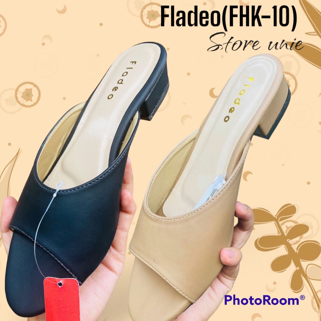 Sandal heels Fladeo HK mocca hitam Bestseller