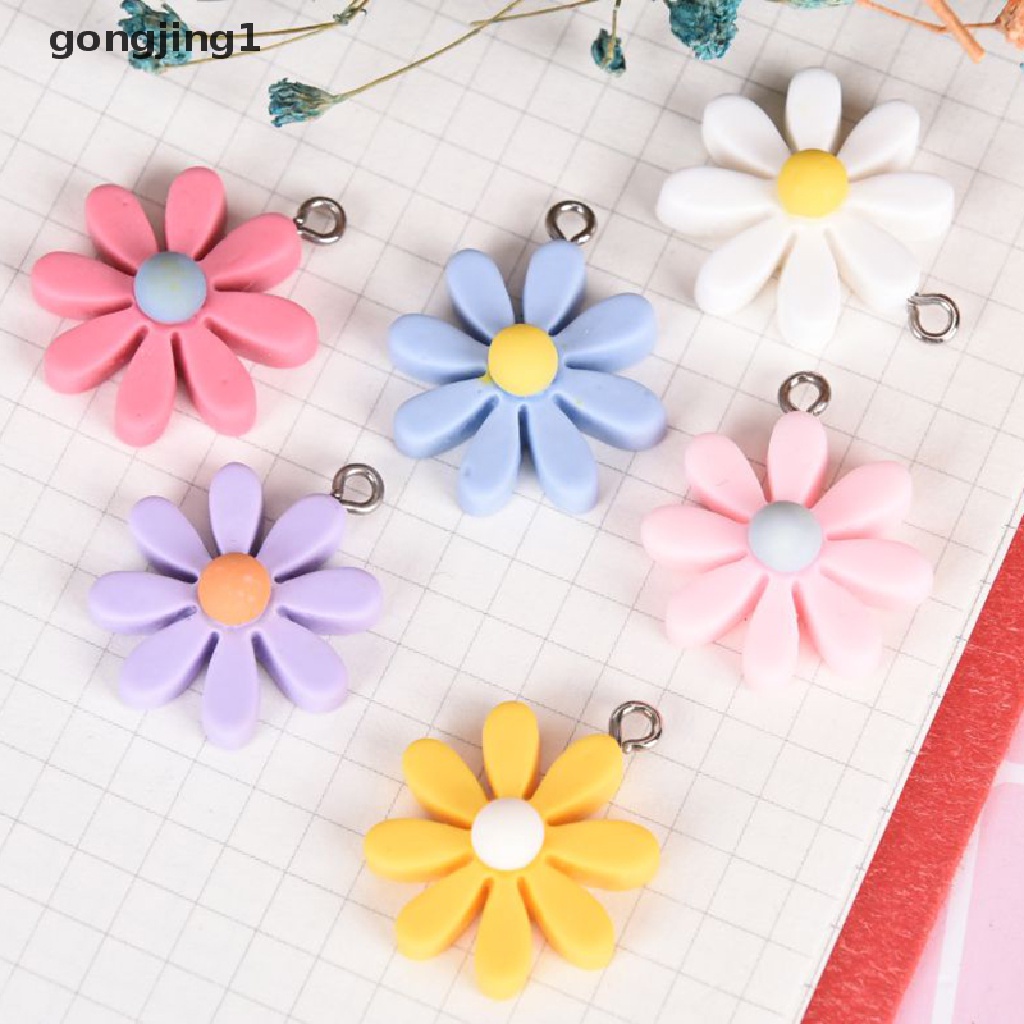 Ggg 10Pcs/Set Resin Little Daisy Sun Flower Ch Liontin Membuat Perhiasan DIY Craft ID