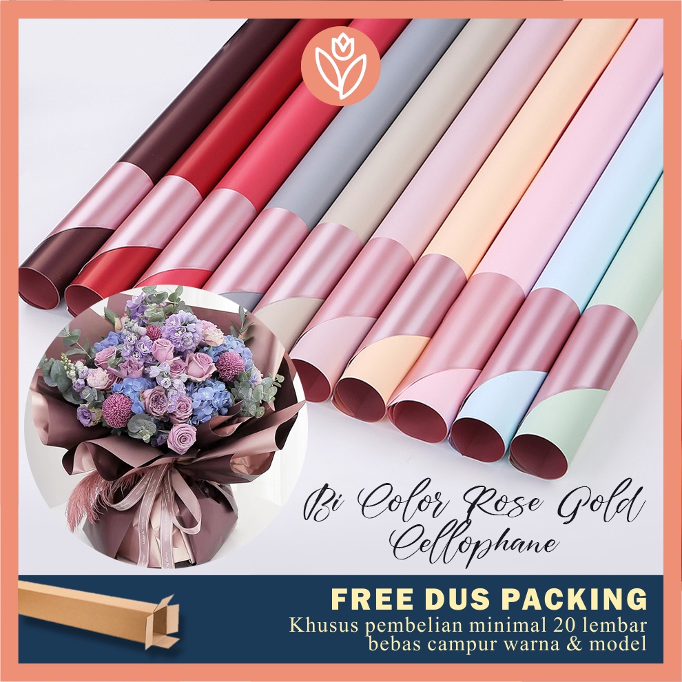 

TULIP PAPERIE ❤ FLOWER WRAPPING PAPER BI COLOR ROSE GOLD CELLOPHANE KERTAS BUKET BUNGA FLORIST