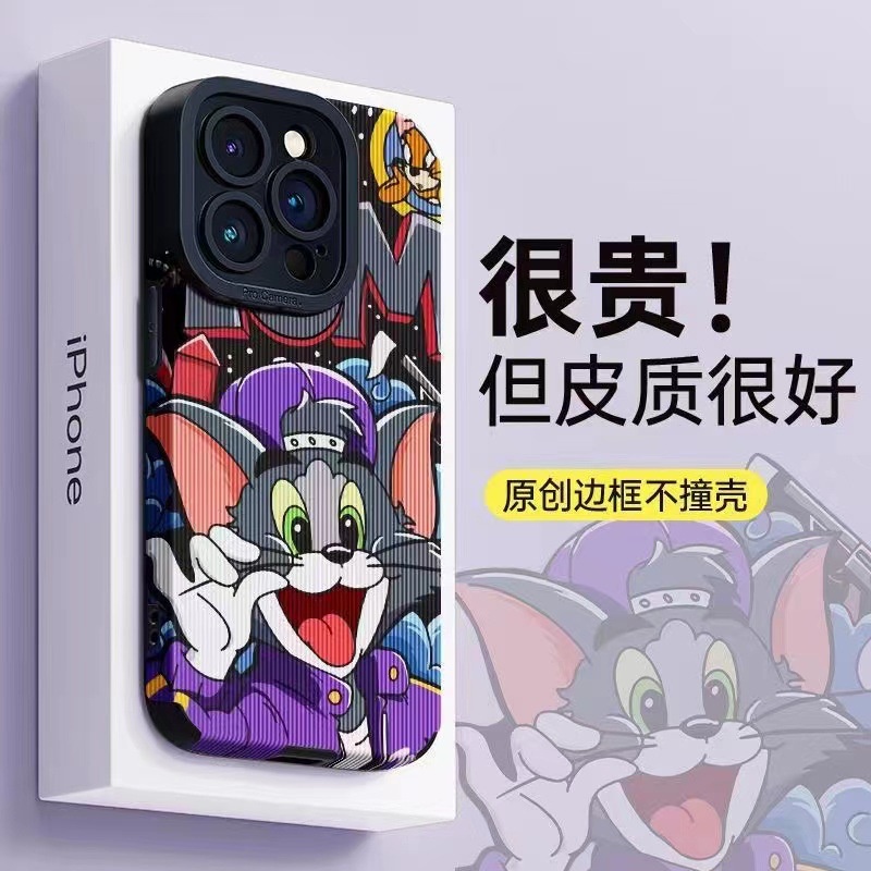 [Kulit Domba] Lucu Tom amd Jerry Soft Case IP IPhone 6S 7 8 Plus SE 2020 X XR XS Max 11 12 13 14 Pro Max 14 Plus 12 13 Anime Kartun Mini