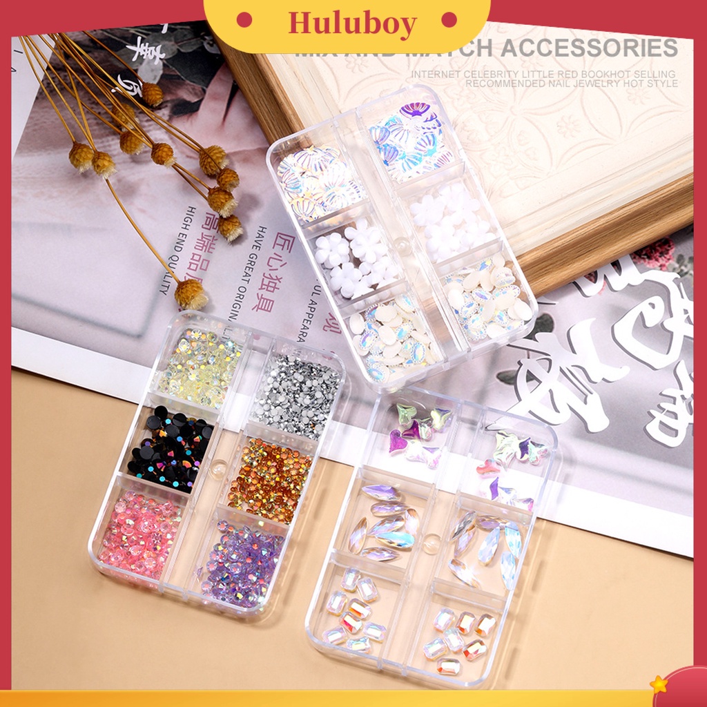 {In Stock} 1kotak Dekorasi Kuku Warna Hidup Indah Mengkilap Efek Visual Bentuk Campur Pertunjukan Pesona Unik Plastik 3D Nail Art Perhiasan DIY Desain Manicure Perlengkapan Kuku