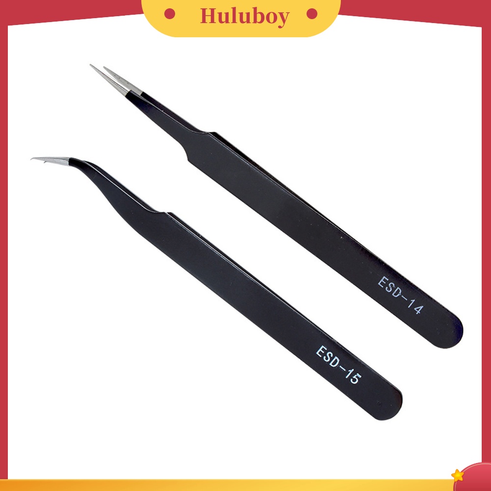 {In Stock} 2Pcs Penjepit Bulu Mata Lurus Melengkung Stainless Steel Klip Nail Art Alat Makeup