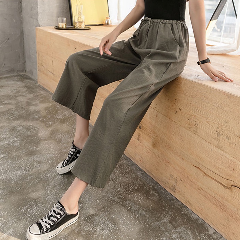 Newlan CK009 Celana Linen Kulot Highwaist Jumbo / Kulot Linen Highwaist Premium