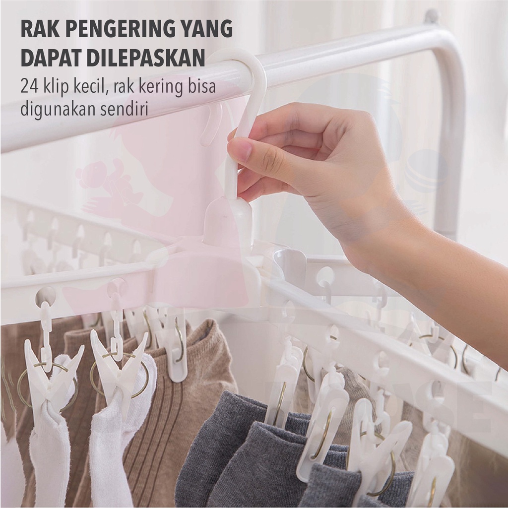 MOMO HOUSE jemuran menara baju bayi drying rack baju stand hanger foldable drying rack jemuran baju lipat bayi 3 susun stainless