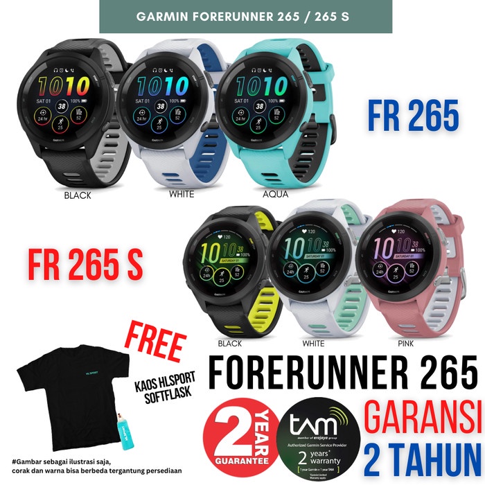 Garmin Forerunner 265 265S FR265 FR265S AMOLED Music Garansi TAM