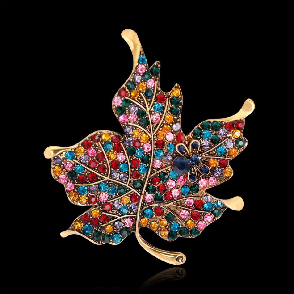 (hot) Colorful Maple Leaf Bros Pin Kerah Dekorasi Lencana Korsase Wanita Perhiasan//