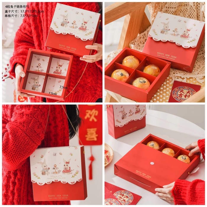 

✨NEW✨ -Kotak Kemasan Hampers Imlek Premium Kotak Kue Biscuit Brownis Cookies - Rabbit Flower- 1.1.23