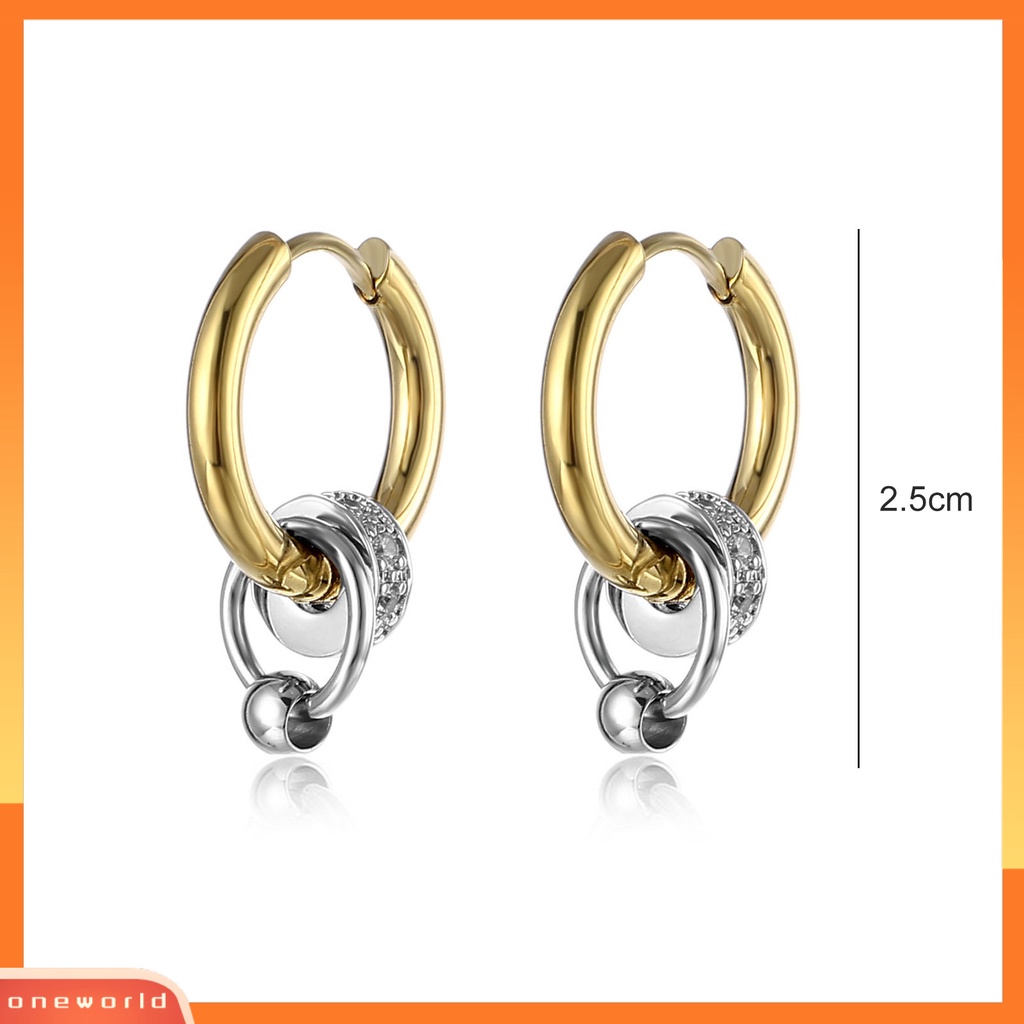 [OWR] 1pasang Ear Studs Multi-Layer Cincin Punk Hip Hop Kepribadian Hadiah Baja Titanium Keren Sederhana Pria Anting Perhiasan Fashion