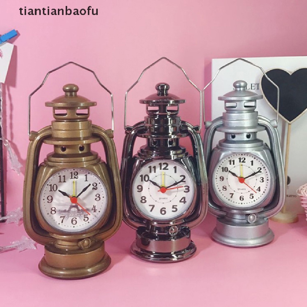 [tiantianbaofu] 1pc Jam Alarm Lampu Minyak Tanah Retro Vintage Alarm Clock Jam Meja Untuk Butik Rumah