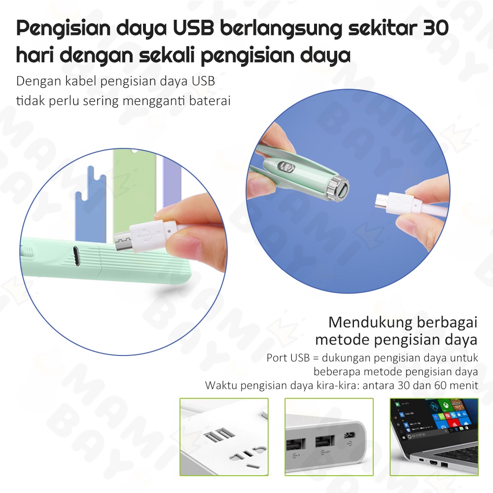 Mamibayi 3pcs Pembersih telinga bayi korek kuping led earpick silicon