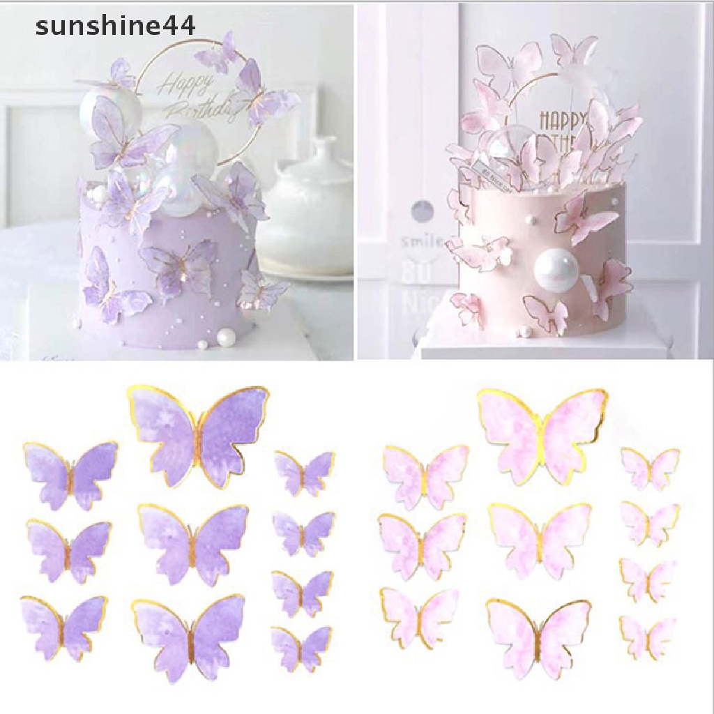 Sunshine 10Pcs Butterfly Cake Toppers Happy Birthday Hiasan Kue Dekorasi Pesta Pernikahan ID