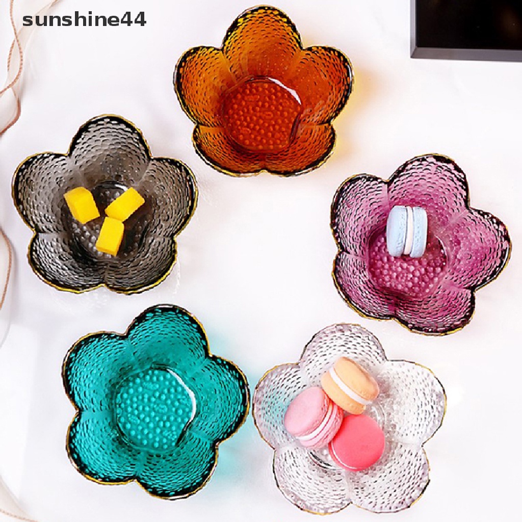 Sunshine Glass Petal Seasoning Plate Gelas Kecil Mangkok Saos Warna Warni Tempat Es Krim Buah ID