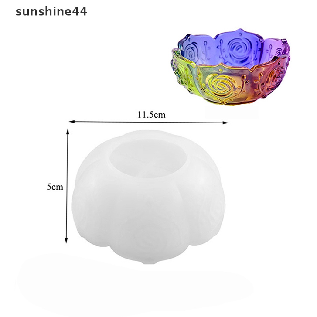 Sunshine 1Pc Cetakan Mangkuk Penyimpanan Mawar DIY Motif Bunga Storage Bowl Mirror Silicone Mold ID