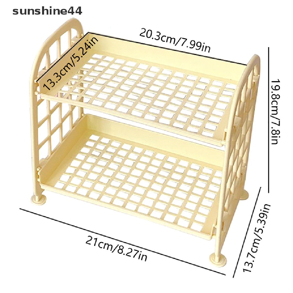 Sunshine Kawaii Rak Macaron Meja Desktop Organizer Rak Penyimpanan Lipat Hollow Shelf ID