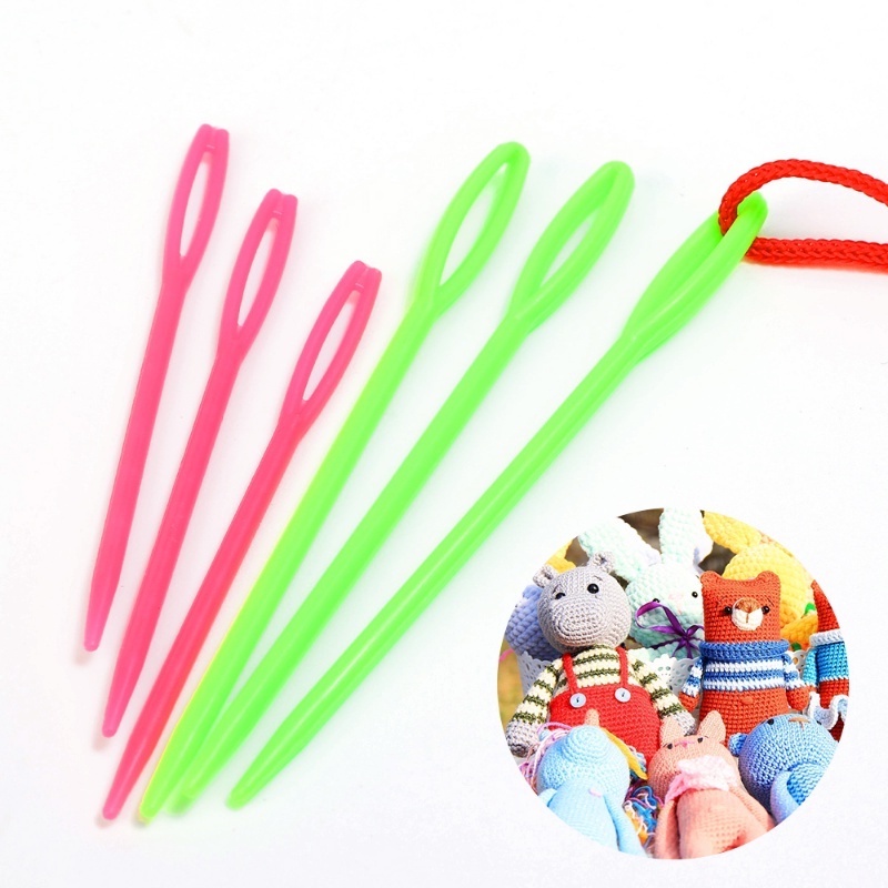 [Harga Grosir] DIY Muppet Making Aksesoris Jarum Tekuk Jahit Plastik Woolen Alat Rajut Besar Mata Threading Needle Perlengkapan Jahit Rumah