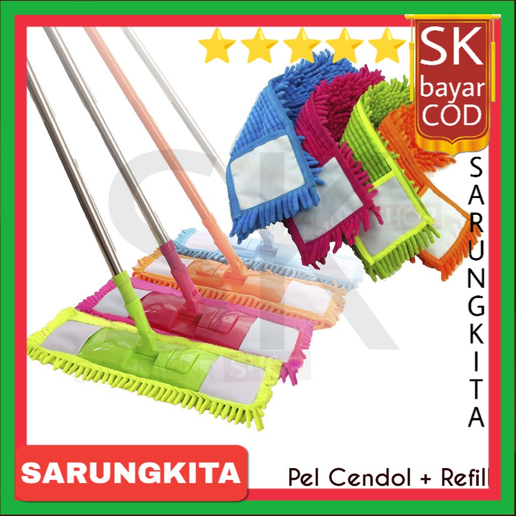 Alat Pel Sapu Kain Pel Lantai Kain Cendol Magic Microfiber Murah Plus Refill SARUNGKITA