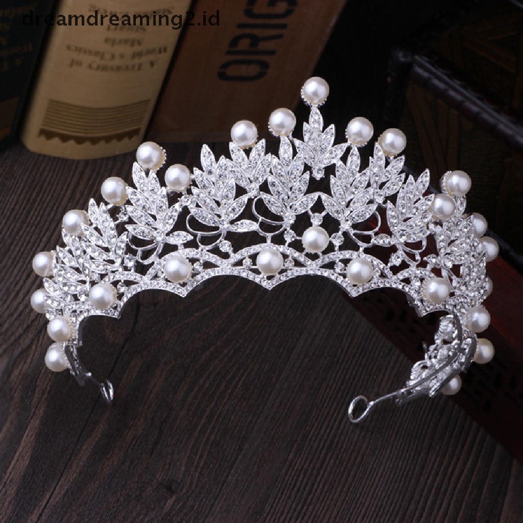 (hot) 2019fashion Baru Pernikahan Kristal Mutiara Mahkota Berlian Imitasi Tiara Pengantin Hairband//