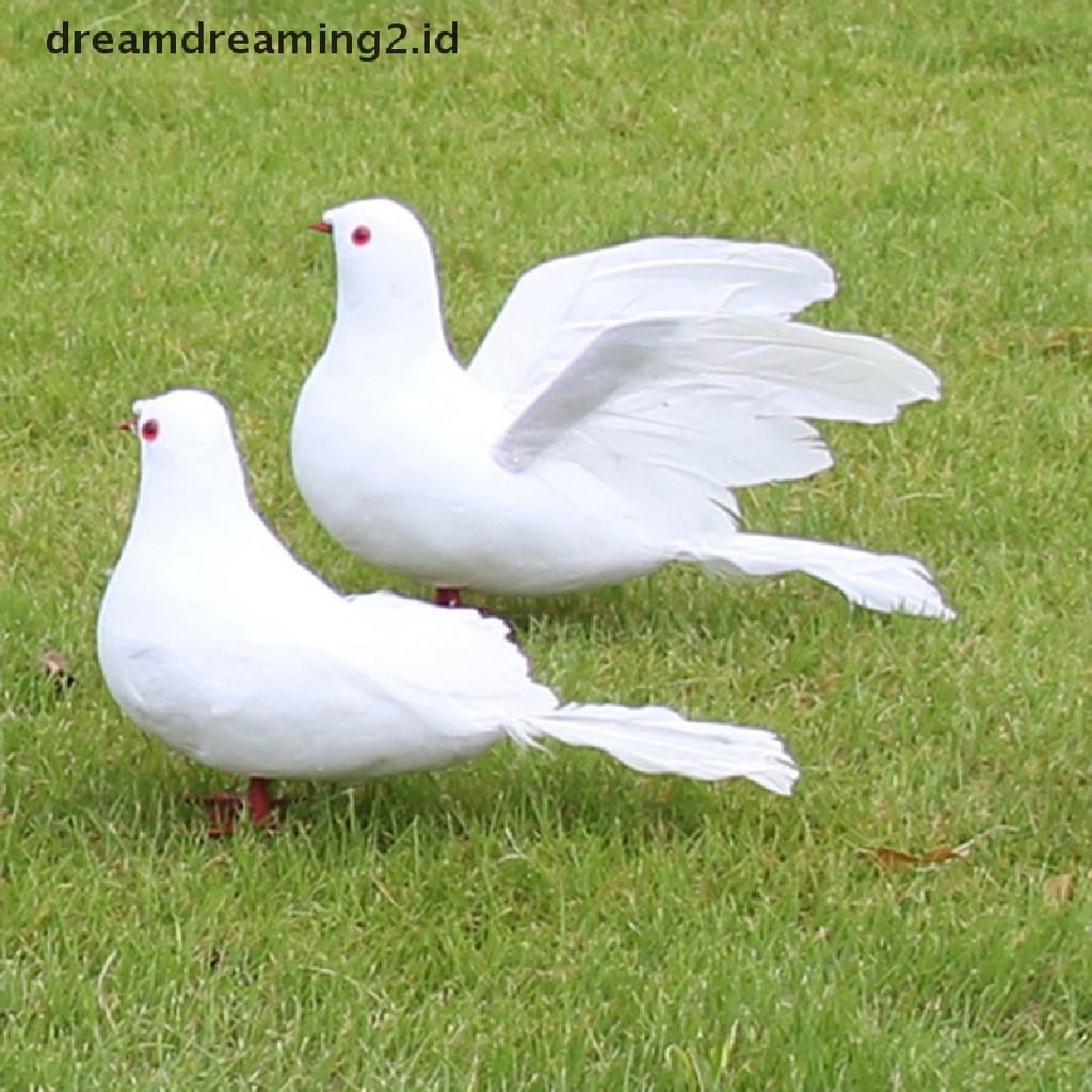 (hot) Buatan Simulasi Peace Dove Busa Bulu Burung Kerajinan Pernikahan Ornamen//