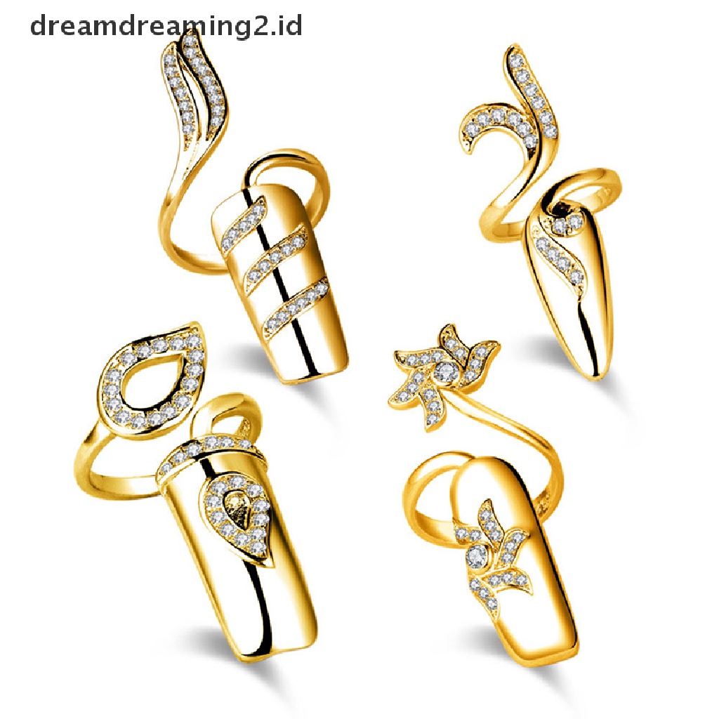 (hot) Set Cincin Kuku Kreatif Cincin Jari Warna Lapis Silver Untuk Perhiasan Pesta//