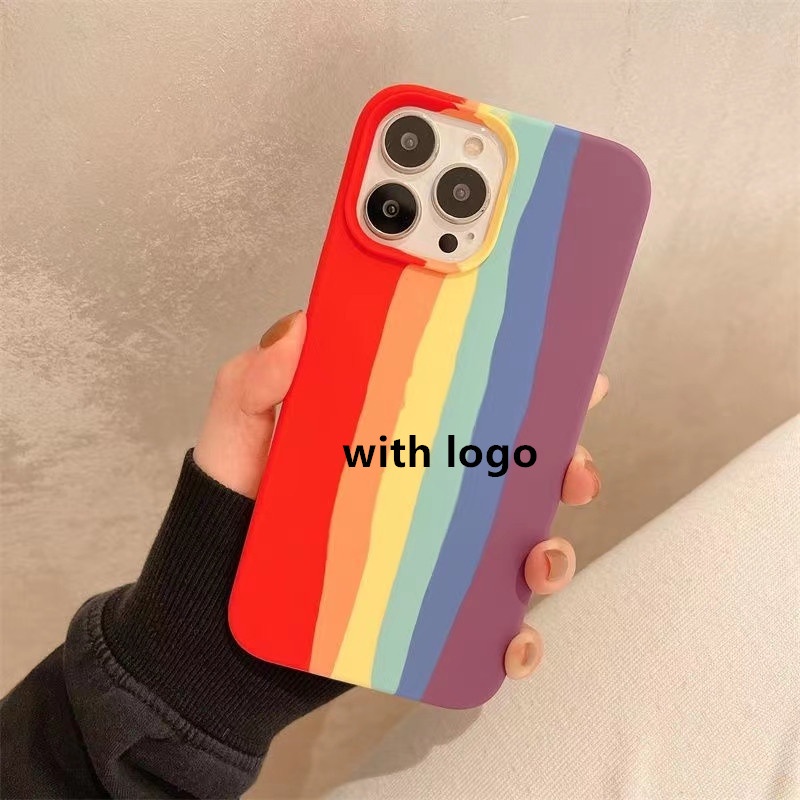 Rainbow stripe Kompatibel Untuk iPhone case Untuk iPhone 14 Pro 14 13 12 11 Pro Max X XS XR 78 Plus SE 2020 Warna-Warni Silikon Lembut Penutup Belakang