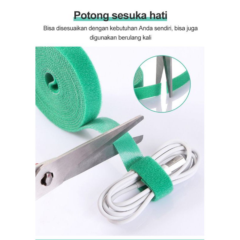 kabel ikat serbaguna 1 meter  velcro kabel pengrapi kabel partisi kabel pengikat serbaguna kabel vel