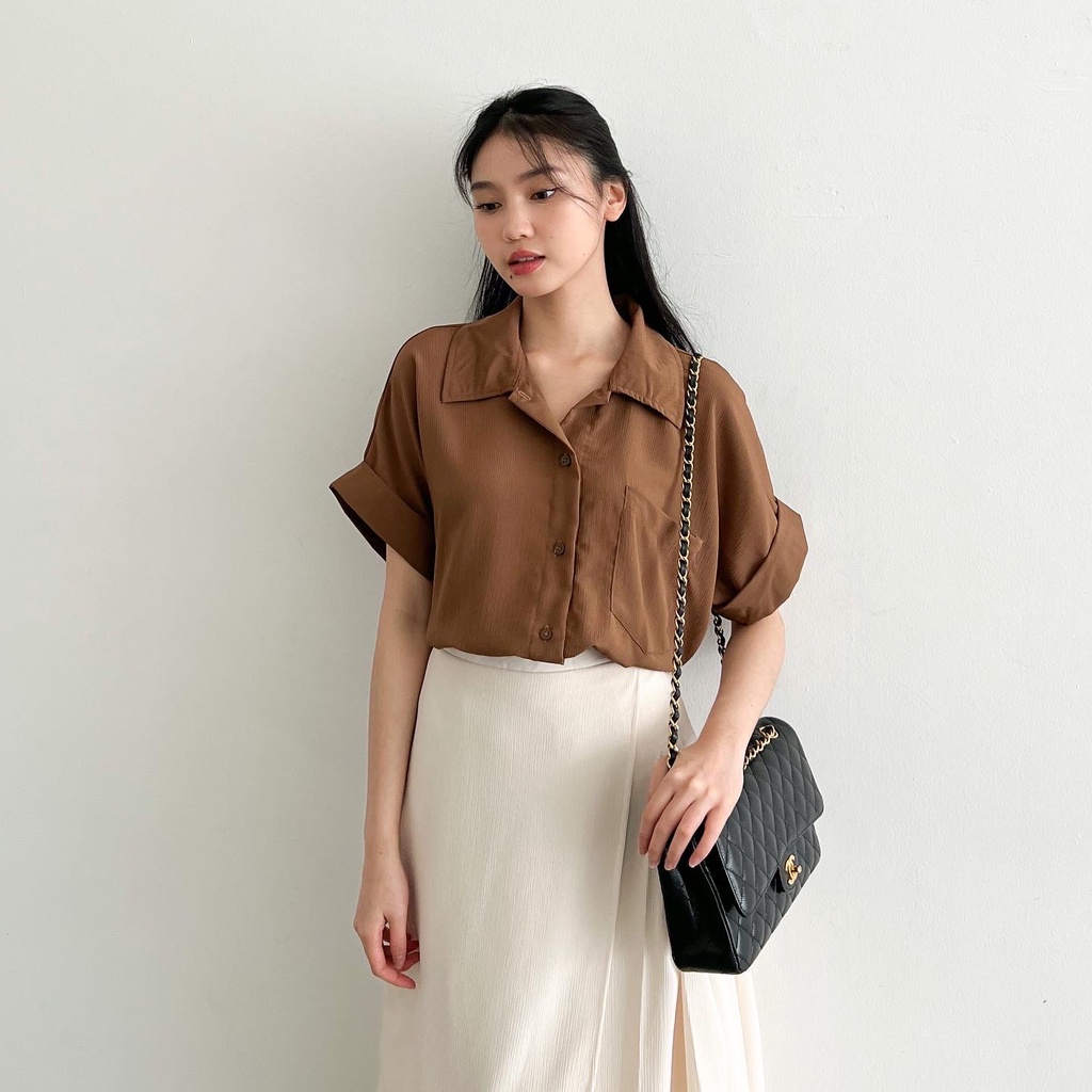 Beige Studio - Abby Shirt / Kemeja Lengan Pendek Wanita