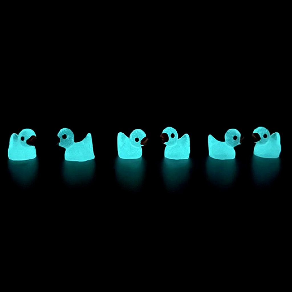 Xo 10PCS Mini Luminous Resin Ducks Glow in The Dark Miniatur Ornamen Bebek Kecil Untuk Taman DIY Rumah Boneka Bebek Aksesoris OL