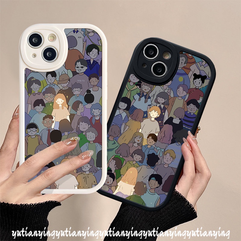 IPHONE Kartun Pasangan Anak Laki-Laki Perempuan Lovers Case Kompatibel Untuk Iphone11 12 14 13 Pro Max X XS XR Max7 8 6 6s Plus SE 2020 Lembut Tpu Phone Cover