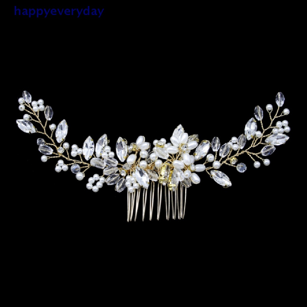 [happy] Sisir Rambut Pengantin Bridal Mewah Wedding Pearl Bead Clip Tiara Headband New [ID]
