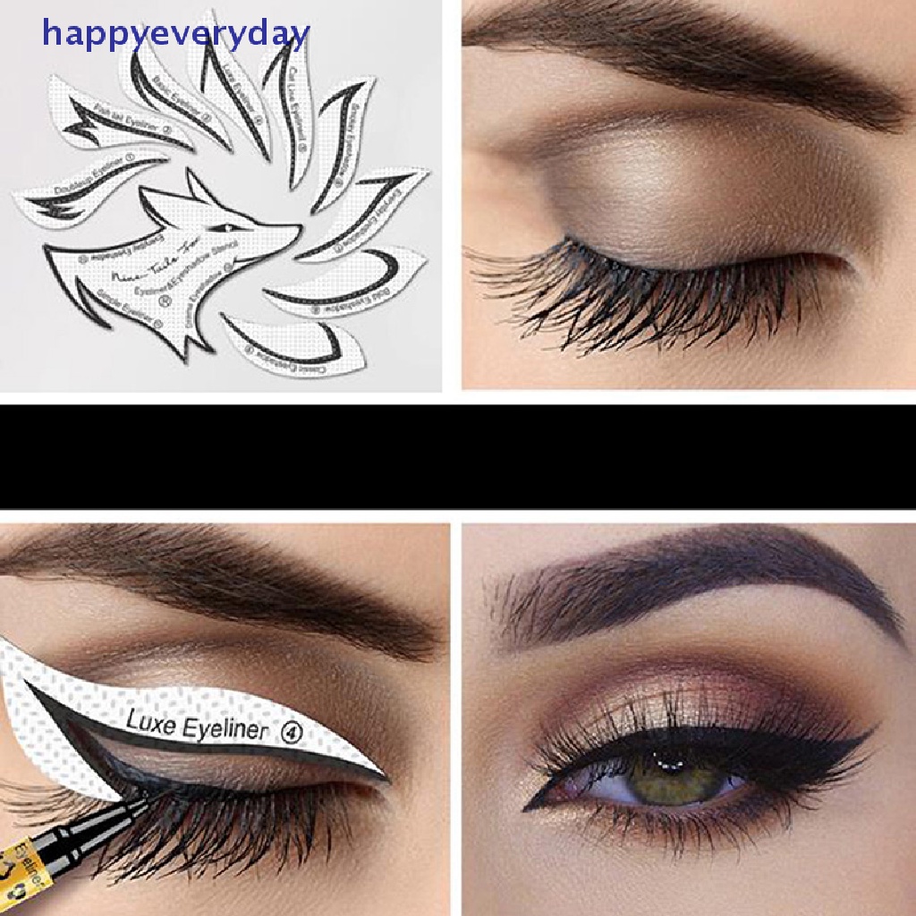 [happy] 48pcs Eyeliner Stencils Stiker Template Makeup Mata Kartu 12gaya Non-Woven [ID]