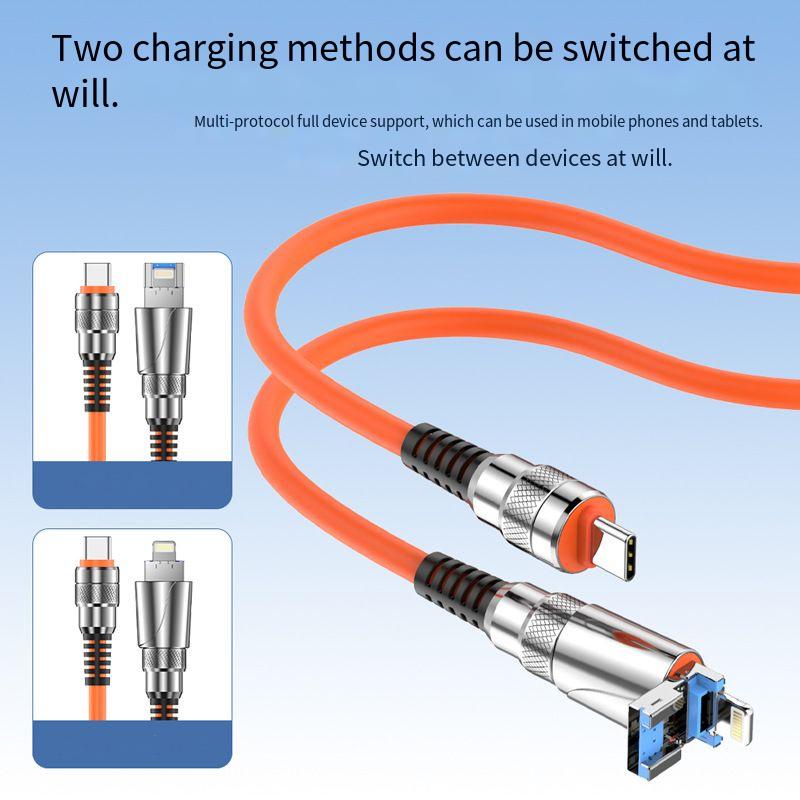 Kabel Data Pengisian Super Cepat 100W Tipe-c Two-in-one PDQC Charging Cable