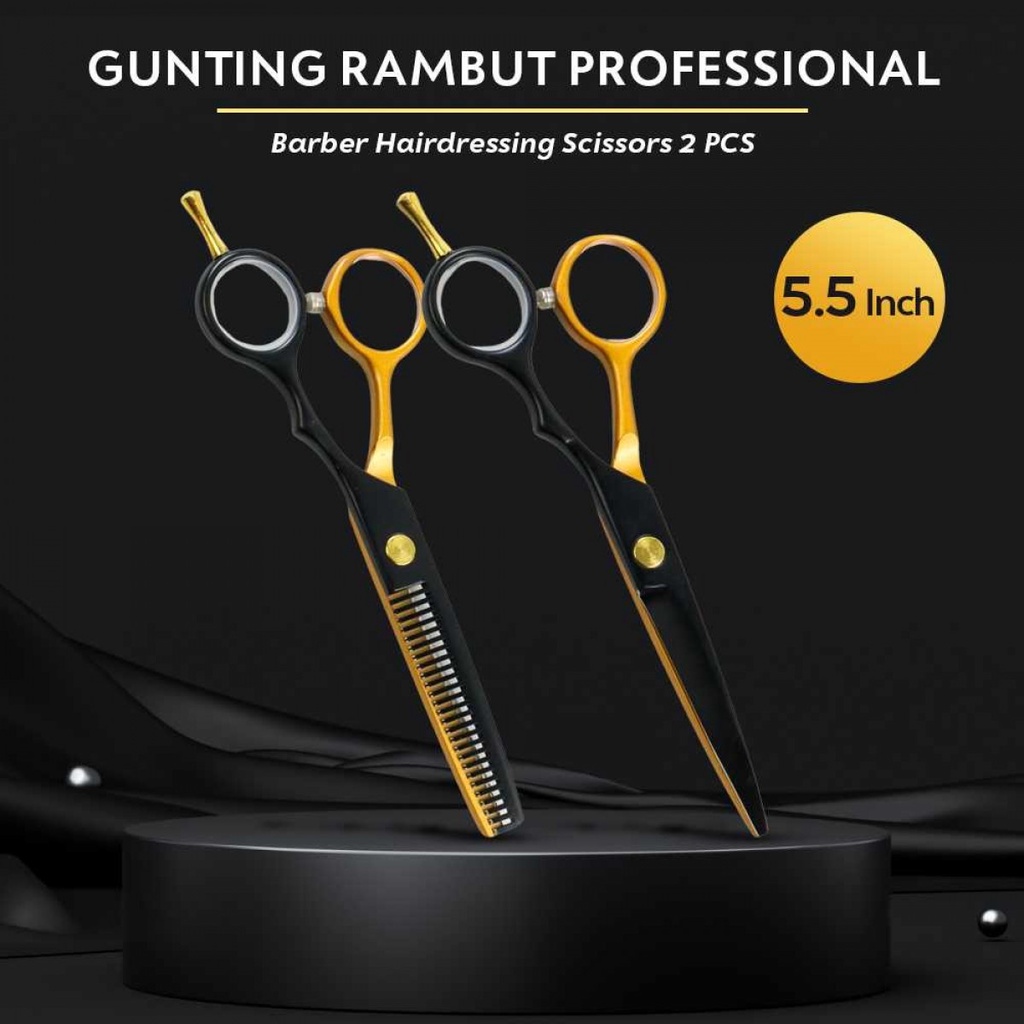 Gunting Rambut Standart Dan Sasak  Professional Barber Scissors 2 PCS