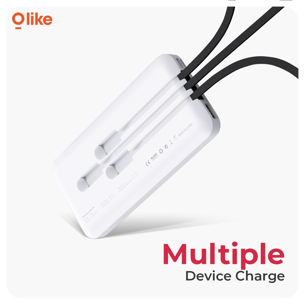 Olike PB1 Powerbank 10000mah 2.1A Lightning Micro Type C Fast Charging Real Capacity LED Battery Display