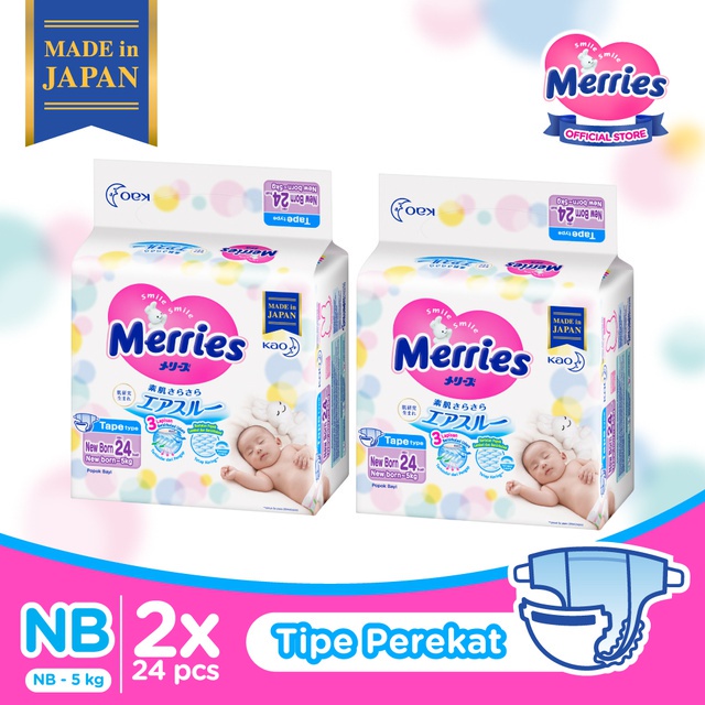 Merries Premium Popok Bayi Perekat NB 24 x2