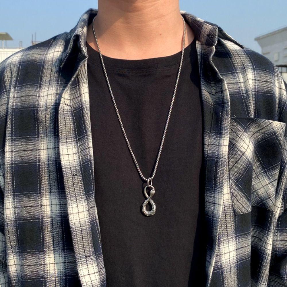 Needway   Kalung Ular Tak Terbatas Arcane Street Style Stainless Steel 8-berbentuk Keperakan Pesona Alloy Necklace