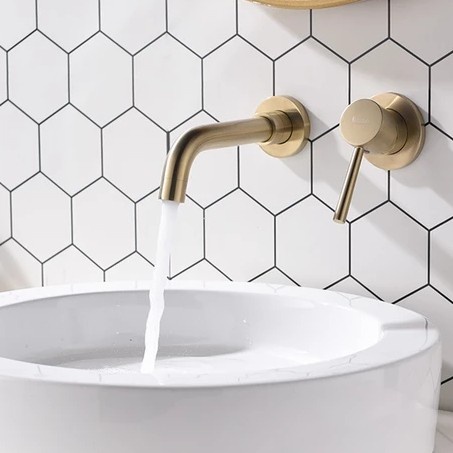 Kran Wastafel Panas Dingin Gold Tembok