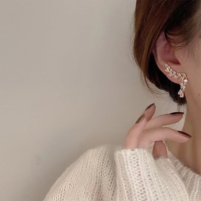 Korea INS Shell Anting Bunga Mutiara Earing Cabang Sederhana Anting Wanita Halo Gadis Perhiasan