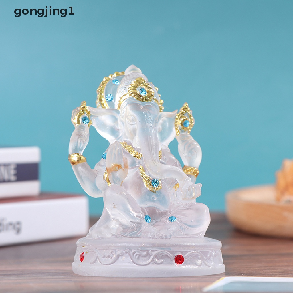 Ggg Ganesh Patung Dewa Sukses Gajah Hindu Resin Transparan Figurine Ornamen ID