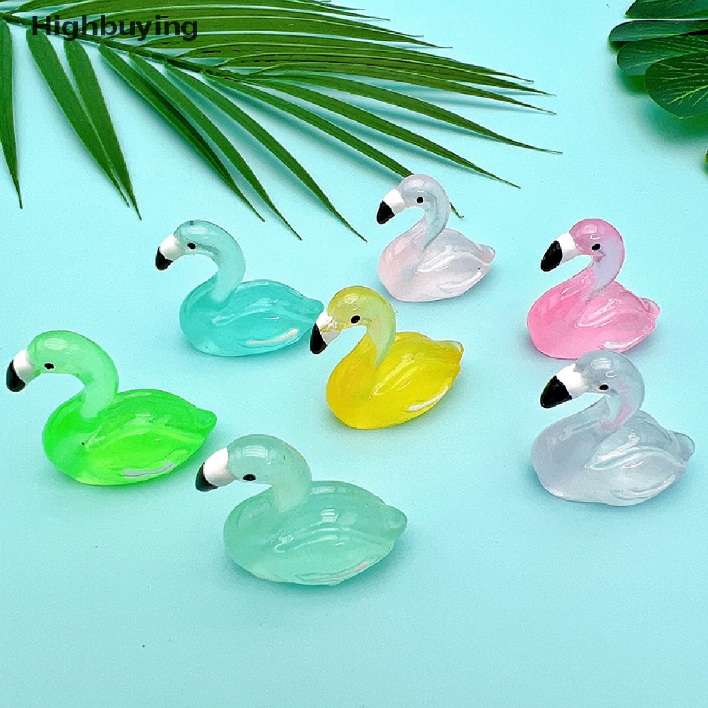 Hbid 2PC Luminous Mini Kartun Resin Swan Mainan Dekorasi Taman Rumah Resin Aksesoris Untuk Bahan Crafg Perhiasan Ch Glory