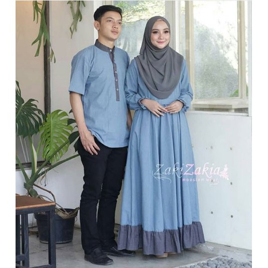 Zakia Couple / Baju Pasangan Satu Stel Kemeja dan Gamis / Bisa COD