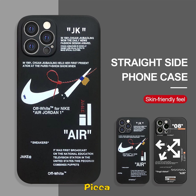 IPHONE Street Fashion Stiker Label Putih Case Kompatibel Untuk Iphone11 13 12 14 Pro Max6 7 8 6S Plus XR X XS Max SE 2020 Lembut Tpu Tepi Lurus Phone Cover