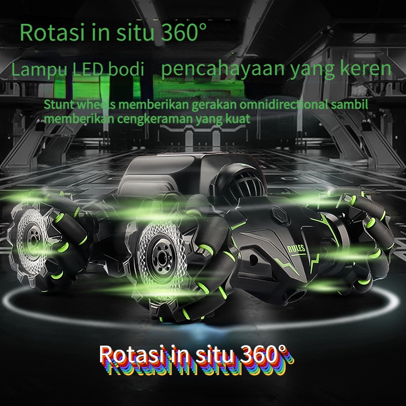 Mobil Mainan RC Stunt Car dengan Lampu Warna - Hadiah Liburan untuk Anak-anak, Gerak 360°, Sensor Gerak yang Dapat Disemprotkan dan Kontrol Tangan, Mobil Off-Road RC 4x4 dengan Remote Control